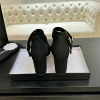 Chanel Women Mary Janes Fabric Grosgrain-Black G46477 (1)