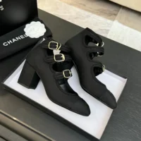 Chanel Women Mary Janes Fabric Grosgrain-Black G46477 (1)