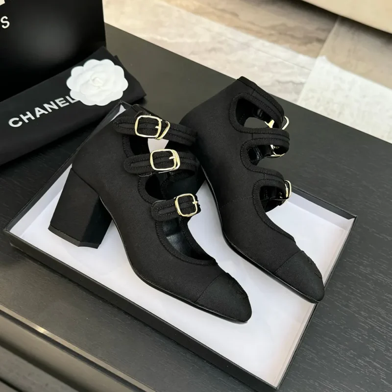 Chanel Women Mary Janes Fabric Grosgrain-Black G46477