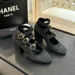 Chanel Women Mary Janes Fabric Grosgrain-Black G46477