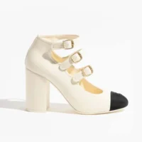 Chanel Women Mary Janes Fabric Grosgrain-White G46456