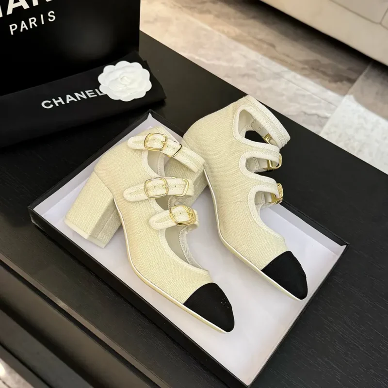 Chanel Mary Janes Femme Tissu Gros-grain - Blanc G46456