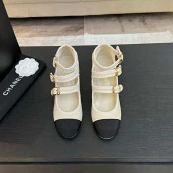 Chanel Women Mary Janes Fabric Grosgrain-White G46456