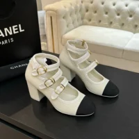 Chanel Women Mary Janes Fabric Grosgrain-White G46456 (1)