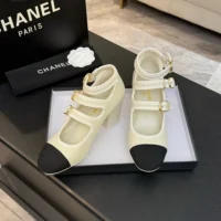 Chanel Women Mary Janes Fabric Grosgrain-White G46456 (1)