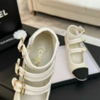 Chanel Women Mary Janes Fabric Grosgrain-White G46456 (1)