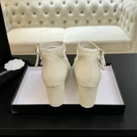 Chanel Women Mary Janes Fabric Grosgrain-White G46456 (1)