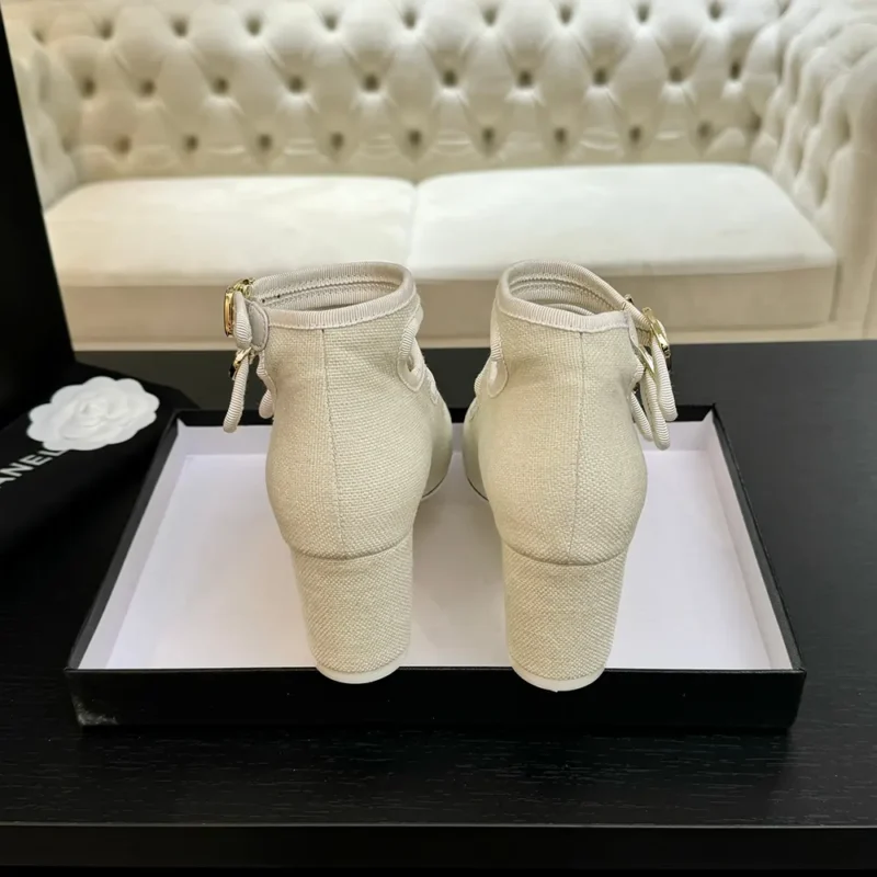 Chanel Mary Janes Femme Tissu Gros-grain - Blanc G46456