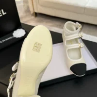 Chanel Women Mary Janes Fabric Grosgrain-White G46456 (1)
