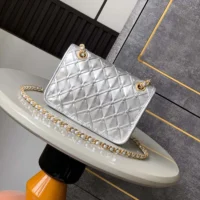 Chanel Women Mini Flap Bag Metallized Braided Calfskin Gold Tone Metal (1)