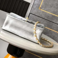 Chanel Women Mini Flap Bag Metallized Braided Calfskin Gold Tone Metal (1)