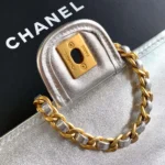 Chanel Women Mini Flap Bag Metallized Braided Calfskin Gold Tone Metal