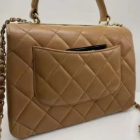 Chanel Women Mini Flap Bag with Top Handle Lambskin-Brown (1)