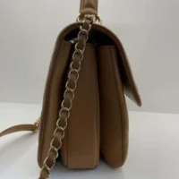 Chanel Women Mini Flap Bag with Top Handle Lambskin-Brown (1)