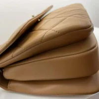Chanel Women Mini Flap Bag with Top Handle Lambskin-Brown (1)