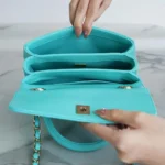 Chanel Women Mini Flap Bag with Top Handle Lambskin-Light Blue