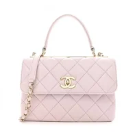 Chanel Women Mini Flap Bag with Top Handle Lambskin-Light Pink (1)