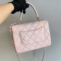 Chanel Women Mini Flap Bag with Top Handle Lambskin-Light Pink (1)