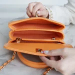 Borsa Chanel da donna con patta e manico superiore in pelle di agnello - Arancione