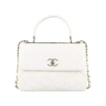 Chanel Women Mini Flap Bag with Top Handle Lambskin-White