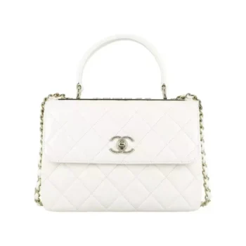 Chanel Women Mini Flap Bag with Top Handle Lambskin-White