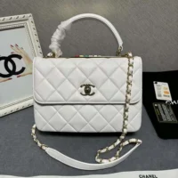 Chanel Women Mini Flap Bag with Top Handle Lambskin-White (1)