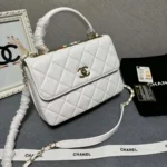 Chanel Women Mini Flap Bag with Top Handle Lambskin-White
