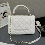 Chanel Women Mini Flap Bag with Top Handle Lambskin-White