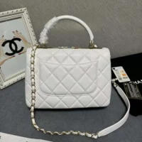 Chanel Women Mini Flap Bag with Top Handle Lambskin-White (1)