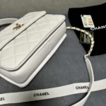 Chanel Women Mini Flap Bag with Top Handle Lambskin-White