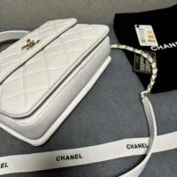 Chanel Women Mini Flap Bag with Top Handle Lambskin-White (1)