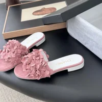 Chanel Women Mules Suede Kidskin Strass-Light Pink G46231 (1)