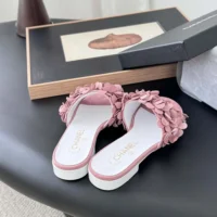 Chanel Women Mules Suede Kidskin Strass-Light Pink G46231 (1)