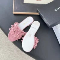 Chanel Women Mules Suede Kidskin Strass-Light Pink G46231 (1)