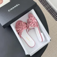 Chanel Women Mules Suede Kidskin Strass-Light Pink G46231 (1)