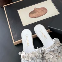 Chanel Women Mules Suede Kidskin Strass-White G46231 (1)