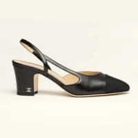 Chanel Women Slingbacks Goatskin Grosgrain-Black G31318