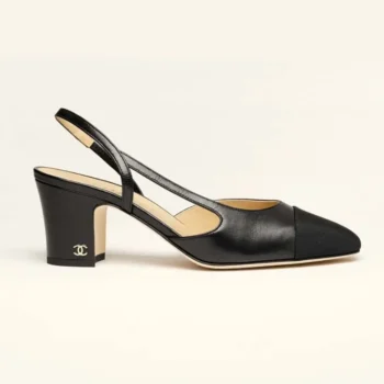 Chanel Women Slingbacks Goatskin Grosgrain-Black G31318