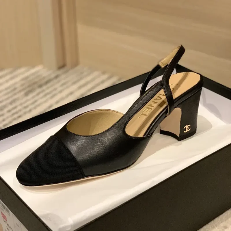 Chanel Women Slingbacks Goatskin Grosgrain-Black G31318