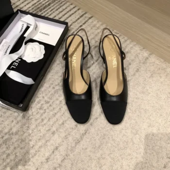 Chanel Women Slingbacks Goatskin Grosgrain-Black G31318
