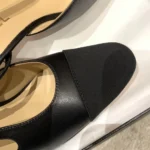 Chanel Slingback da donna in pelle di capra grosgrain-nero G31318