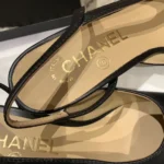 Chanel Slingback da donna in pelle di capra grosgrain-nero G31318