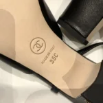 Chanel Slingback da donna in pelle di capra grosgrain-nero G31318