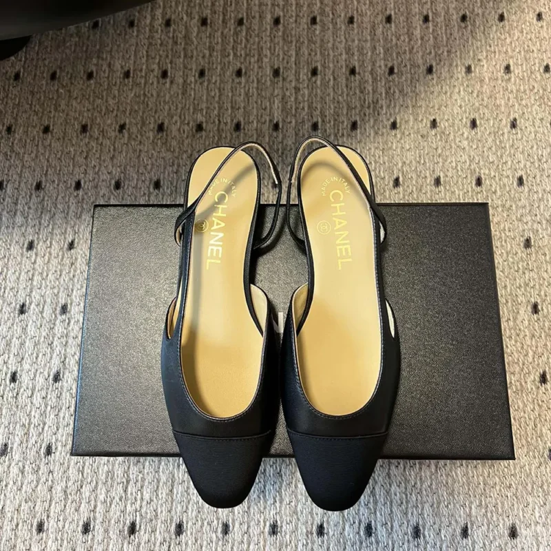 Chanel Women Slingbacks Goatskin Grosgrain-Black G31319