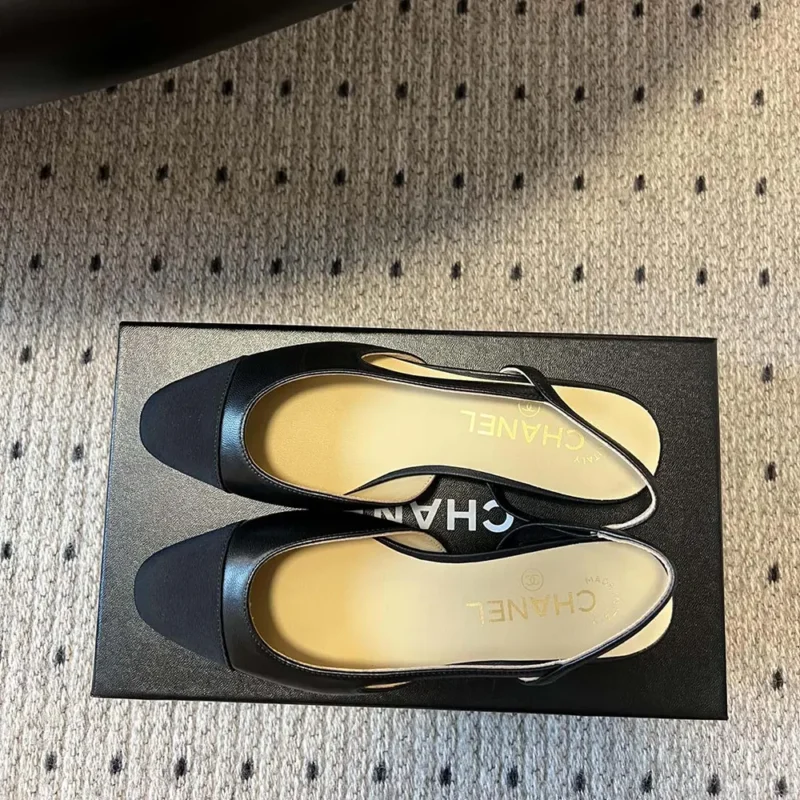 Chanel Women Slingbacks Goatskin Grosgrain-Black G31319