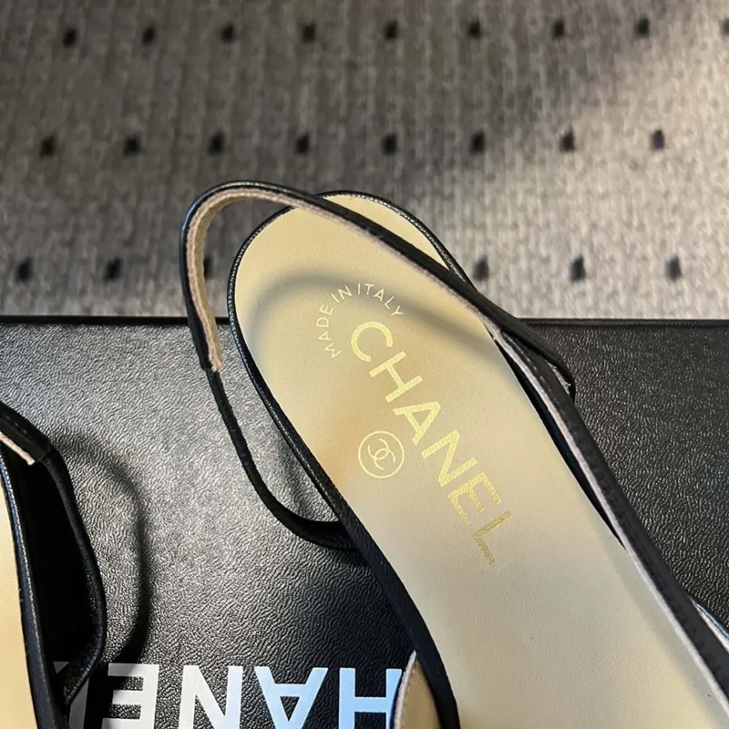 Chanel Women Slingbacks Goatskin Grosgrain-Black G31319