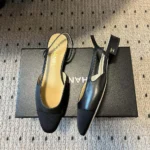 Chanel Damen Slingbacks Ziegenleder Grosgrain-Schwarz G31319