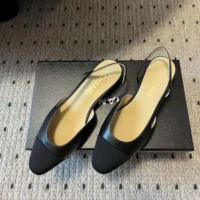Chanel Women Slingbacks Goatskin Grosgrain-Black G31319 (1)