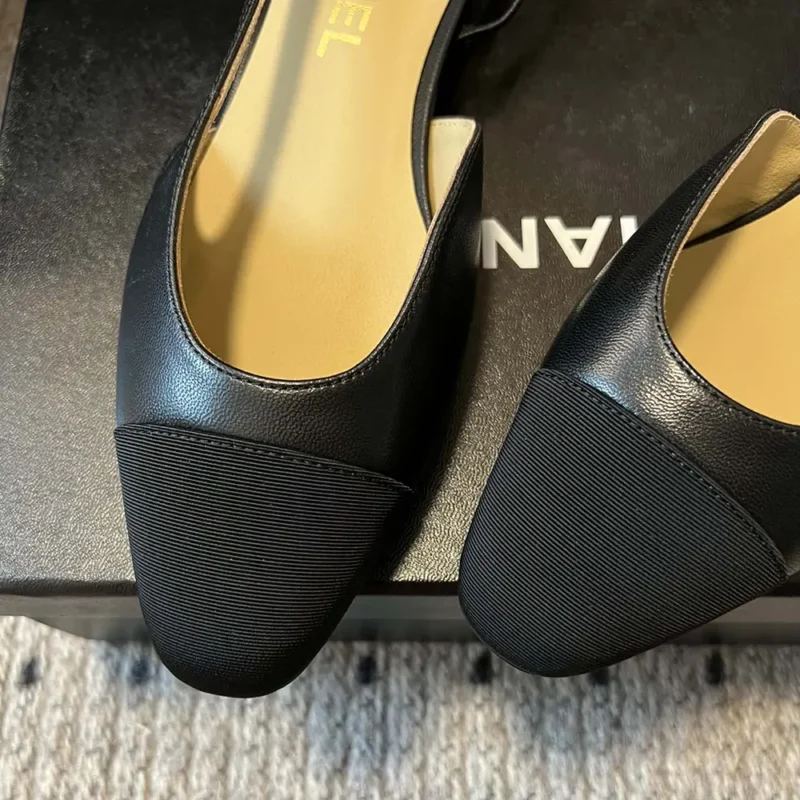 Chanel Women Slingbacks Goatskin Grosgrain-Black G31319