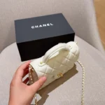 Chanel Women Small Flap Bag with Top Handle Lambskin Gold Tone Metal-White – Bild 7